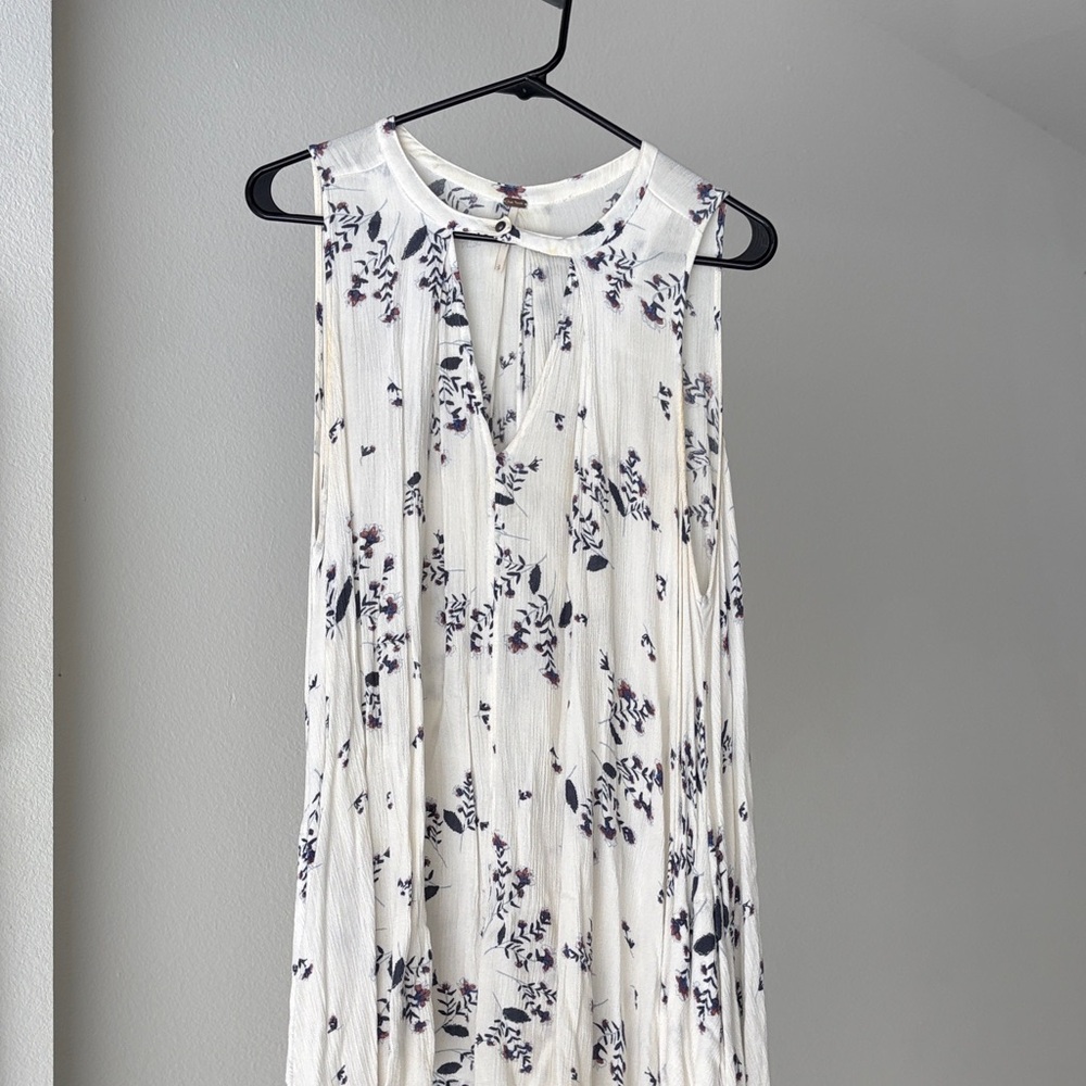 Free People Cream Asymmetrical Floral Dress